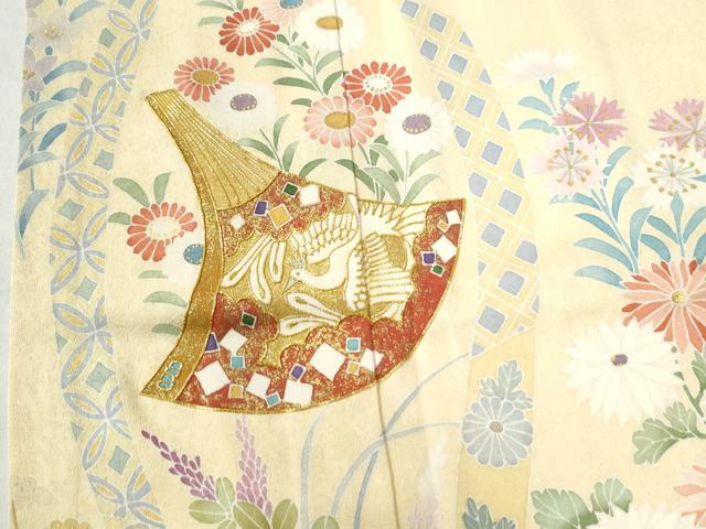 平和屋着物●訪問着 作家物 駒刺繍 扇冊子楽器吉祥花文 金彩 鈴乃屋扱い 正絹 逸品 CAAZ3045yc