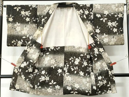 平和屋着物∞長羽織　変わり市松枝桜文　金彩　正絹　逸品　CABE3128yc