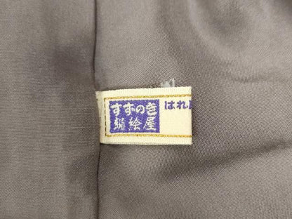 平和屋着物●江戸小紋　紬地　万筋　空五倍子色×樺茶色　正絹　逸品　CABE2856yc