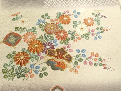 平和屋着物●訪問着 駒刺繍 変わり市松宝尽くし松竹梅花文 金彩 正絹 逸品 CAAZ3057yc