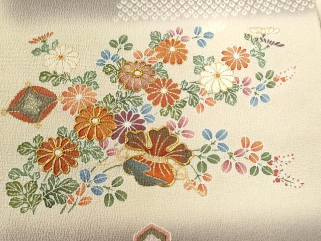 平和屋着物●訪問着 駒刺繍 変わり市松宝尽くし松竹梅花文 金彩 正絹 逸品 CAAZ3057yc