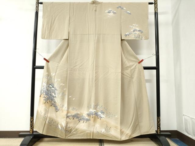 平和屋着物●訪問着 友禅 浜松鷺飛鳥風景文 暈し染め 正絹 逸品 CAAZ3064yc