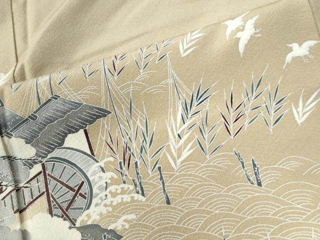 平和屋着物●訪問着 友禅 浜松鷺飛鳥風景文 暈し染め 正絹 逸品 CAAZ3064yc