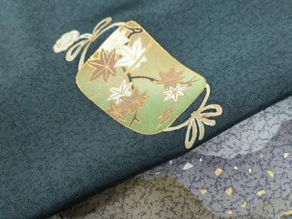 平和屋着物●訪問着 紬地 総刺繍 秋草文 金彩 正絹 逸品 CAAZ3097yc