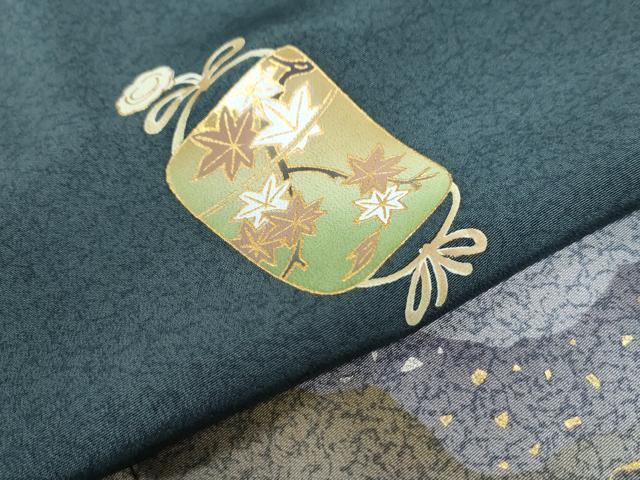 平和屋着物●訪問着 紬地 総刺繍 秋草文 金彩 正絹 逸品 CAAZ3097yc