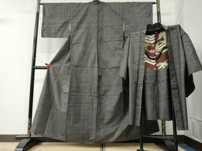 平和屋着物●本場大島紬 龍郷絣 秋名バラ アンサンブル 正絹 逸品 CAAZ3101yc