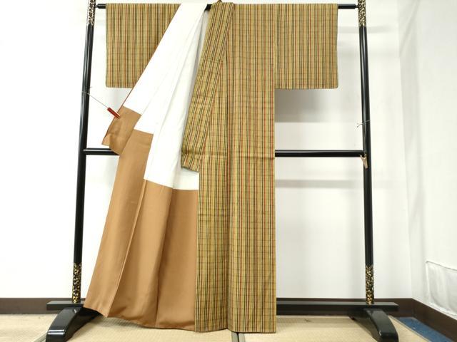 平和屋着物●上質な紬　縞　大丸扱い　正絹　逸品　未使用　CAAZ3104yc
