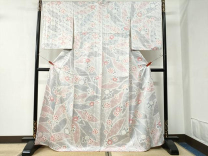 平和屋着物●上質な小紋 絞り 舞花文 暈し染め 正絹 逸品 CAAZ3109yc