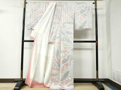 平和屋着物●上質な小紋 絞り 舞花文 暈し染め 正絹 逸品 CAAZ3109yc