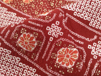 平和屋着物●訪問着 絞り 刺繍 几帳牡丹鈴吉祥花文 黒地 金彩 ロング丈 正絹 逸品 CAAZ3114yc