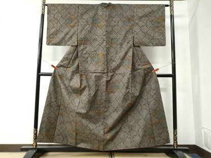 平和屋着物●本場大島紬　7マルキ　吉祥枝松葉文　正絹　逸品　CAAZ3119yc