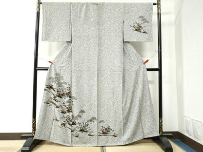 平和屋着物●訪問着　松竹梅花文　たたき染め　金彩　正絹　逸品　CAAZ3137yc