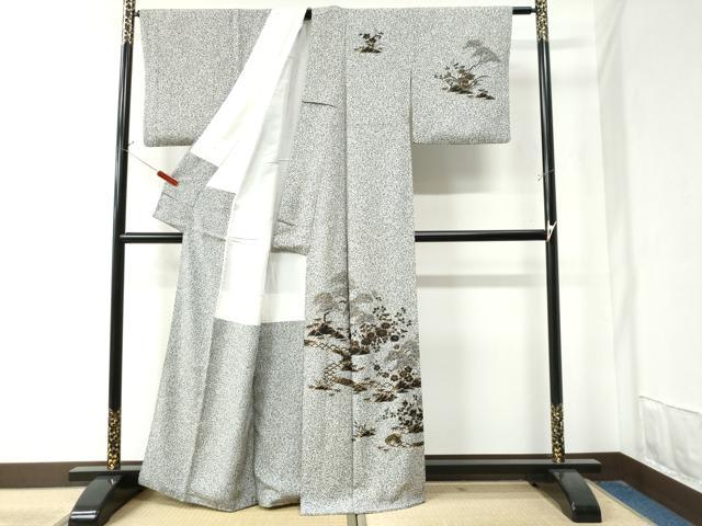平和屋着物●訪問着　松竹梅花文　たたき染め　金彩　正絹　逸品　CAAZ3137yc