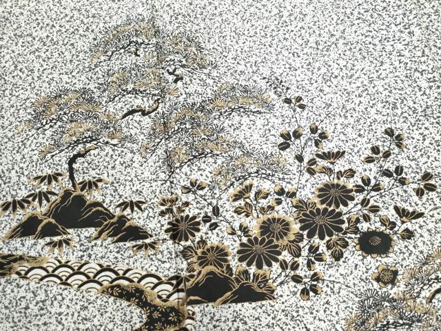 平和屋着物●訪問着　松竹梅花文　たたき染め　金彩　正絹　逸品　CAAZ3137yc