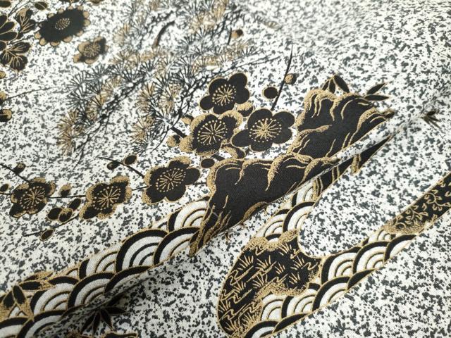 平和屋着物●訪問着　松竹梅花文　たたき染め　金彩　正絹　逸品　CAAZ3137yc