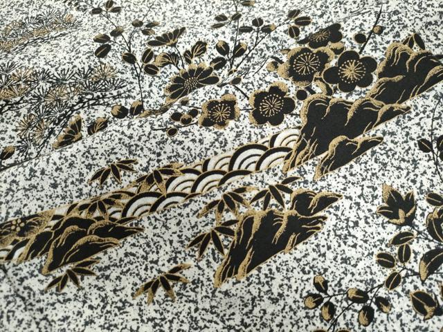 平和屋着物●訪問着　松竹梅花文　たたき染め　金彩　正絹　逸品　CAAZ3137yc