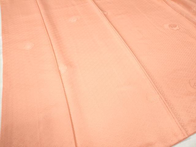 平和屋着物●上質な色無地　雪輪菱吉祥地紋　曙色　正絹　逸品　CAAZ3143yc