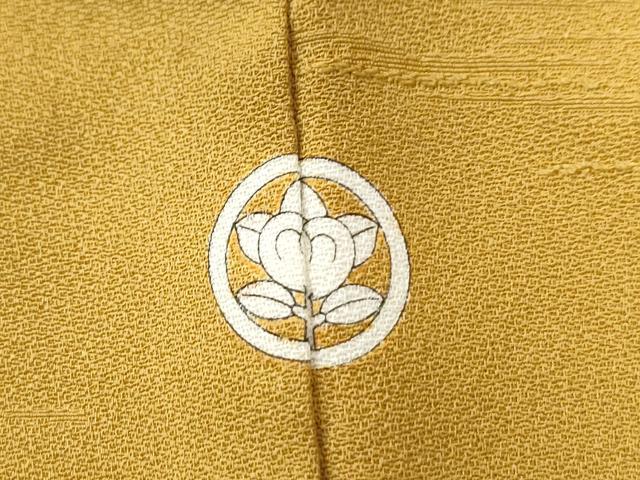 平和屋着物●上質な色無地　霞吉祥地紋　黄唐茶色　正絹　逸品　未使用　CAAZ3144yc