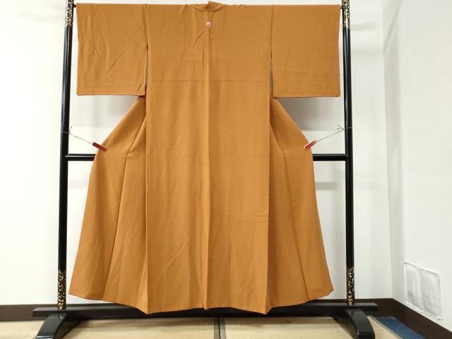 平和屋着物●上質な色無地 琥珀色 三越扱い 正絹 逸品 CAAZ3147yc