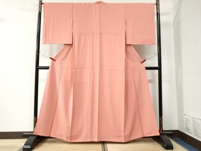 平和屋着物●上質な色無地　珊瑚色　正絹　逸品　CAAZ3161yc