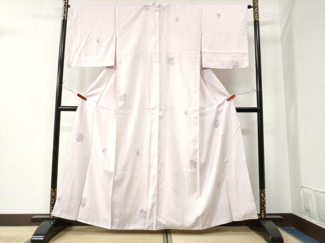 平和屋着物●上質な小紋　紬地　源氏車草花文　正絹　逸品　CAAZ3174yc