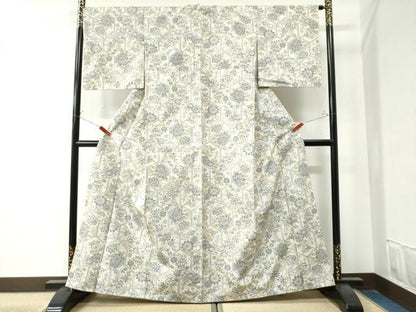 平和屋着物●上質な紬　亀甲牡丹花文　正絹　逸品　CAAZ3183yc