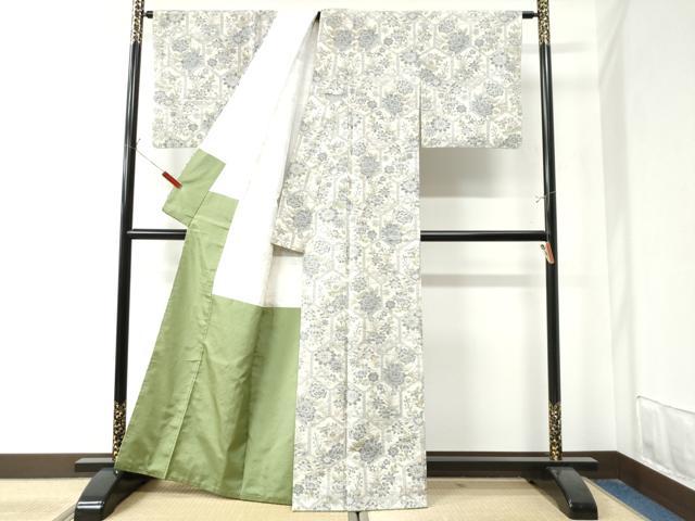 平和屋着物●上質な紬　亀甲牡丹花文　正絹　逸品　CAAZ3183yc