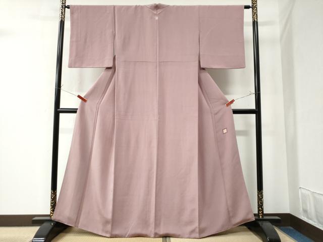 平和屋着物●上質な色無地 作家物 退紅色 鬼しぼ縮緬 正絹 逸品 CAAZ3198yc