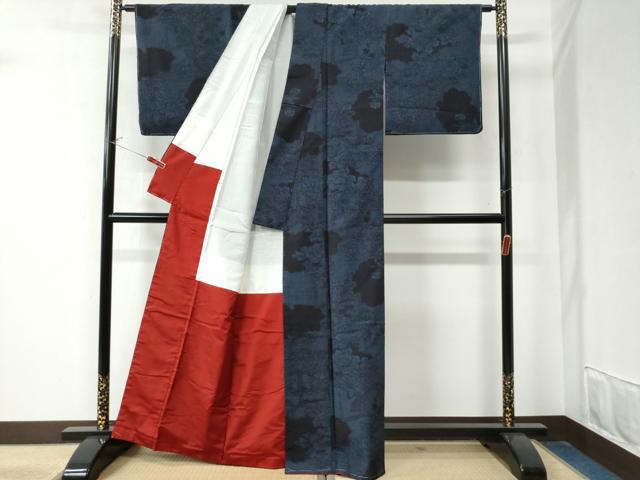 平和屋着物●結城紬　草花文　正絹　逸品　未使用　CAAZ3218yc