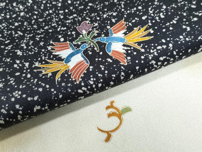 平和屋着物●訪問着 鳳凰花唐草文 紺地 暈し染め 金彩 正絹 逸品 CAAZ3226yc