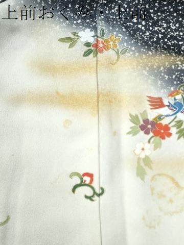 平和屋着物●訪問着 鳳凰花唐草文 紺地 暈し染め 金彩 正絹 逸品 CAAZ3226yc