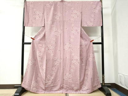 平和屋着物●上質な小紋　椿　たたき染め　正絹　逸品　CAAZ3228yc