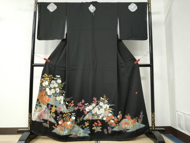 平和屋着物●豪華黒留袖　作家物　草花文　暈し染め　金彩　正絹　逸品　未使用　CABE2857yc