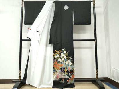 平和屋着物●豪華黒留袖　作家物　草花文　暈し染め　金彩　正絹　逸品　未使用　CABE2857yc