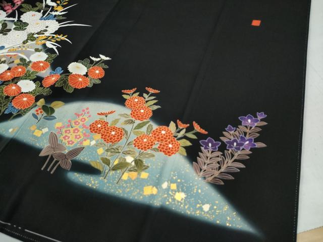 平和屋着物●豪華黒留袖　作家物　草花文　暈し染め　金彩　正絹　逸品　未使用　CABE2857yc