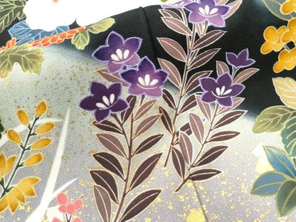 平和屋着物●豪華黒留袖　作家物　草花文　暈し染め　金彩　正絹　逸品　未使用　CABE2857yc