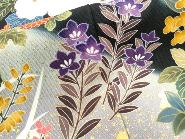 平和屋着物●豪華黒留袖　作家物　草花文　暈し染め　金彩　正絹　逸品　未使用　CABE2857yc