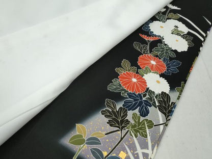 平和屋着物●豪華黒留袖　作家物　草花文　暈し染め　金彩　正絹　逸品　未使用　CABE2857yc