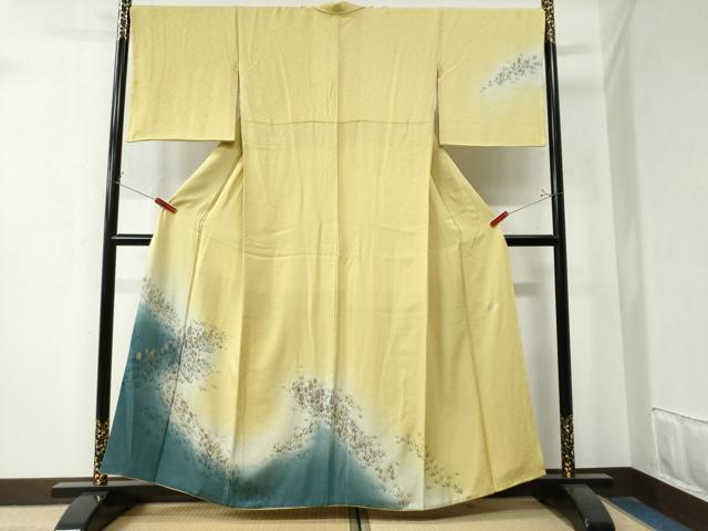 平和屋着物●訪問着　作家物　手描き　草花文　暈し染め　金銀彩　正絹　逸品　CAAZ3253yc