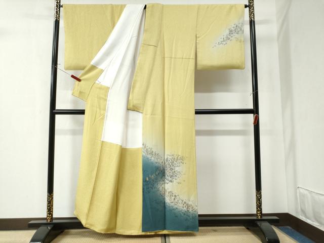 平和屋着物●訪問着　作家物　手描き　草花文　暈し染め　金銀彩　正絹　逸品　CAAZ3253yc