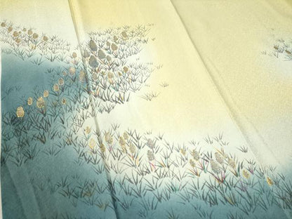 平和屋着物●訪問着　作家物　手描き　草花文　暈し染め　金銀彩　正絹　逸品　CAAZ3253yc