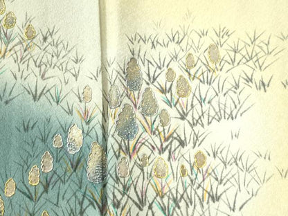 平和屋着物●訪問着　作家物　手描き　草花文　暈し染め　金銀彩　正絹　逸品　CAAZ3253yc