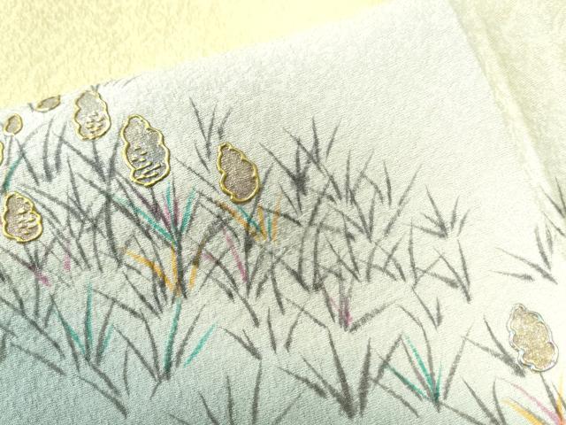 平和屋着物●訪問着　作家物　手描き　草花文　暈し染め　金銀彩　正絹　逸品　CAAZ3253yc