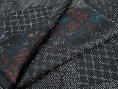 平和屋着物●本場大島紬　雲重ね檜扇吉祥花文　正絹　逸品　CAAZ3254yc