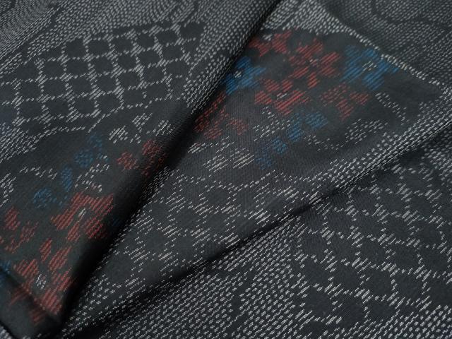 平和屋着物●本場大島紬　雲重ね檜扇吉祥花文　正絹　逸品　CAAZ3254yc