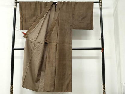 平和屋着物●男性　紬　アンサンブル　亀甲柄　正絹　逸品　CAAZ3273yc