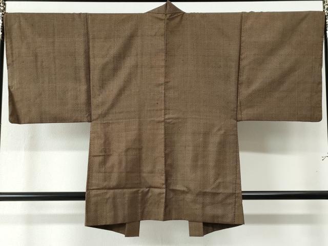 平和屋着物●男性　紬　アンサンブル　亀甲柄　正絹　逸品　CAAZ3273yc