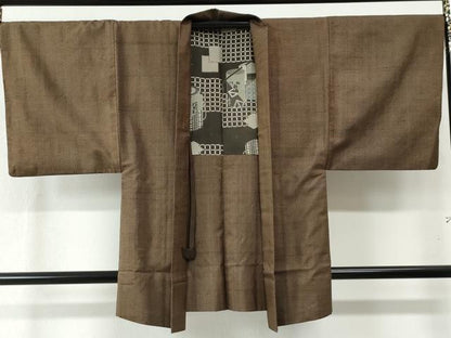 平和屋着物●男性　紬　アンサンブル　亀甲柄　正絹　逸品　CAAZ3273yc