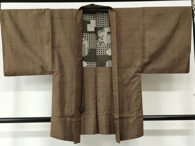 平和屋着物●男性　紬　アンサンブル　亀甲柄　正絹　逸品　CAAZ3273yc