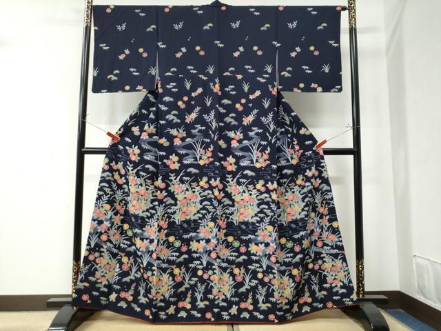 平和屋着物●訪問着　霞流水松竹梅草花文　正絹　逸品　CAAZ3279yc